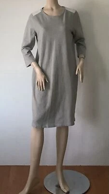 Vestido de encaje CHADWICK'S of Boston (talla L) gris jaspeado 100 % algodón con ojales blancos Foto 1 de 4