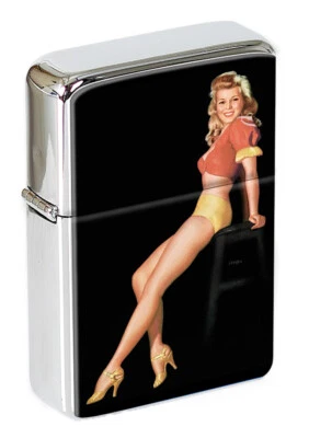 STAR Pin-up Girl on a Stool Flip Top Lighter