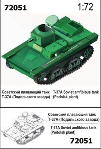 "ZEBRANO" 72051 T-37A Soviet amfibious tank (Podolsk plant) 1/72