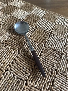 Cuillère à sucre vintage Interpur coeurs de canoë manche marron inox MCM Japon - Photo 1/8