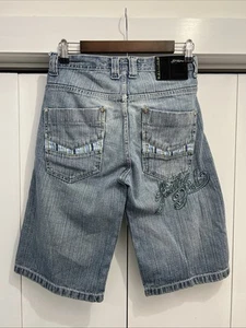 VTG Y2K Southpole Kid’s Jean Shorts Blue Denim SCRIPT HIT Baggy Boy’s Sz 14 - Picture 1 of 11