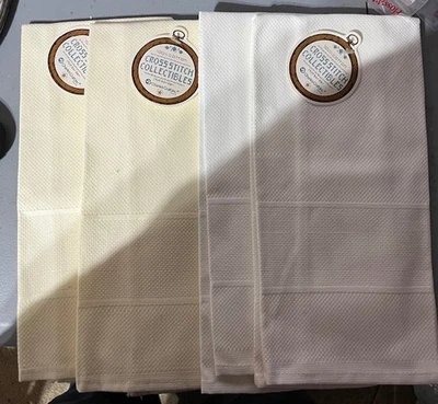 Toallas de té Charles Craft punto de cruz punta de dedo 2 blancas, 2 blanquecinas 14 unidades nuevas Foto 1 de 4