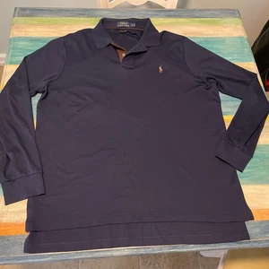 Polo Ralph Lauren Langarm Pima Soft Touch Poloshirt Herren XL Navy Blau - Bild 1 von 17