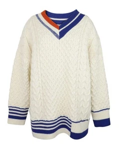 J. Inc Cable Knit Sweater Men's S/M Preppy Cable Knit Varsity V-Neck Style - Picture 1 of 7