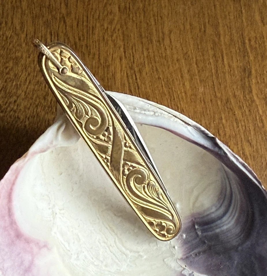 Engraved Victorian Gold Pocket Knife Miller Bros 2 Blade Ornate  - Image 1 of 4