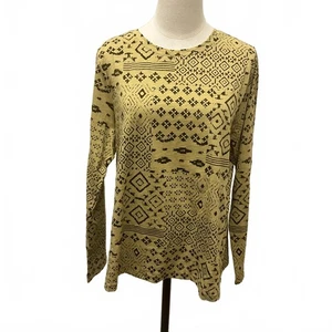 Sonoma Damen XL The Everyday Tee Braun Langarm Geometrisches Muster Oberteil Shirt - Bild 1 von 9