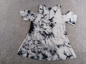 Camisa de manga corta Torrid talla 1 para mujer blanca negra cuello en V hombro frío - Imagen 1 de 10