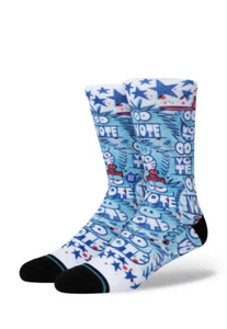 NEW: STANCE Get Out N Vote Crew Socks sz L Large (9-13) Blue White Kevin Lyons - Picture 1 of 7