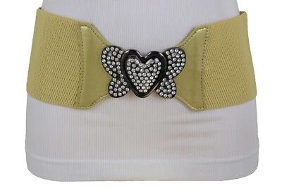 Mujeres Banda Elástica Ancha Dorado Cadera Cintura Alta Cinturón Amor Mariposa Hebilla Corazón S M Foto 1 de 4