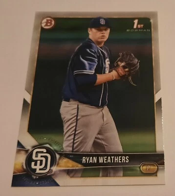 2018 BOWMAN DRAFT Ryan Weathers #BD-182 / ROOKIE RC 1st / Padres - Image 1 of 4