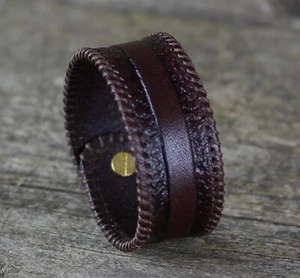 Braunes Lederarmband, Damenmanschette, Herrenarmband, Lederzubehör. - Bild 1 von 9
