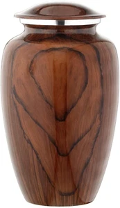 Wood Grain Cremation Urn for Human Ashes - Elegant Large Memorial Cremation Urn - Picture 1 of 12