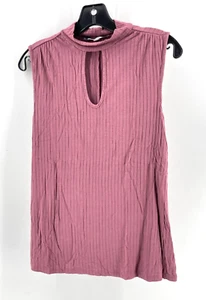 Jennifer Lopez Women's Pink Sleeveless Knit Top Blouse Hi Neck Keyhole Size M - Picture 1 of 11