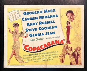 TARJETA DE LOBBY TÍTULO ORIGINAL DE COPACABANA 1947, CARMEN MIRANDA, GROUCHO MARX - Imagen 1 de 1