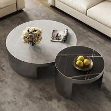 Coffee Table Set of 2, Modern Nesting Tables with Stone Top