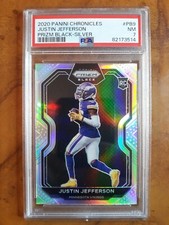 2020 Panini Chronicles #9 Justin Jefferson Prizm Black Silver PSA 7 Rookie RC
