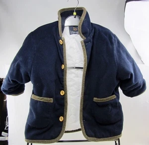 Dark Blue Kids Size 6 LONG RUN fall/winter soft Dress Jacket w/ brown trim - Picture 1 of 1