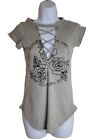 Davida Sleeveless grey criss cross V-Neck/ size small blouse for women pre-owned