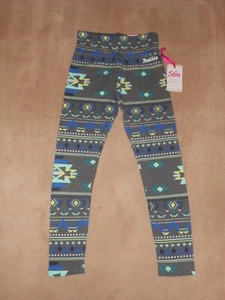 NEW, GIRLS JUSTICE FULL LENGTH LEGGINGS, HEATHER AZTEC PATTERNED, SIZE M (10) - Picture 1 of 1
