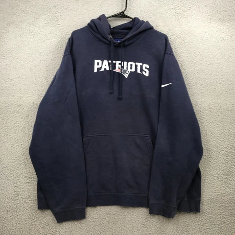 Nike New England Patriots Sweater Adult 3XL Blue NFL Pullover Hoodie Men 32044 Cover