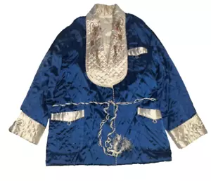 Vintage 1940s Japanese Smoking Jacket Embroidered Dragon Short Quilted Robe As - Picture 1 of 15