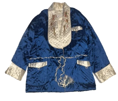 Chaqueta de fumar japonesa vintage de los años 40 bordada dragón bata corta acolchada como Foto 1 de 4