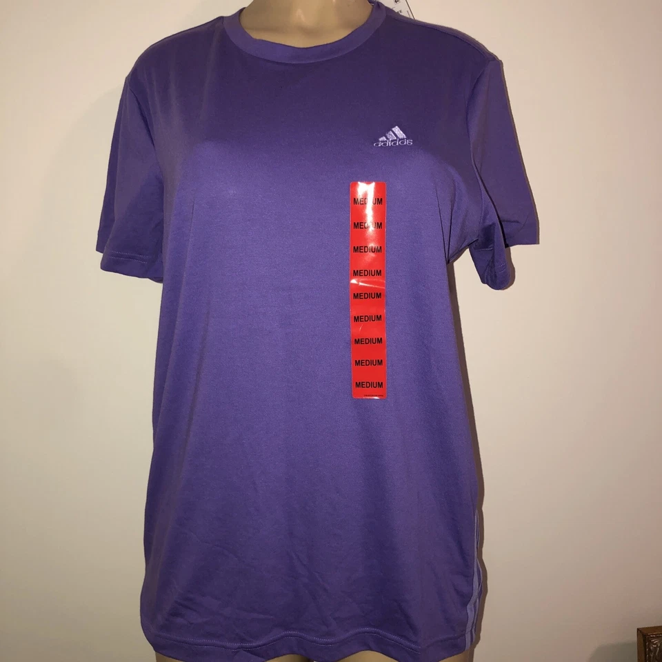 Adidas Women's 3-Stripes PES Loose Fit T-Shirt HM8319 In Purple Size Medium