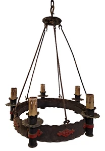 Hanging Ceiling Light Chandelier Gothic Arts Crafts Candles Medieval antique - Picture 1 of 17