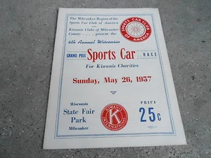 #MISC-3130 - 26 DE MAYO 1957 programa de carreras de coches FERIA ESTATAL DE MILWAUKEE con boleto - Imagen 1 de 1