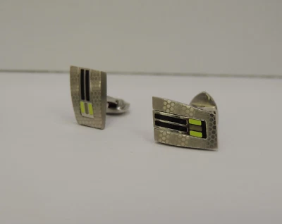 Запонки Tonio Lamborghini из нержавеющей стали зеленые и черные (41694 запонки-MS) - Изображение 1 из 4