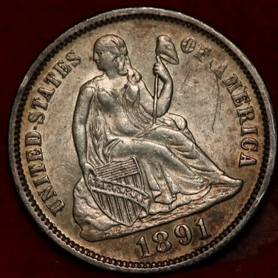 1891 Philadelphia Mint Silver Seated Liberty Dime - Image 1 of 2