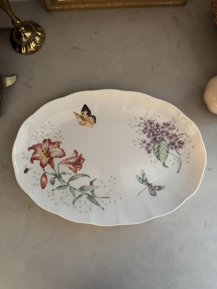 Lenox Butterfly Meadow Oval Flutter Serving Tray 14 3/8” - Image 1 of 4