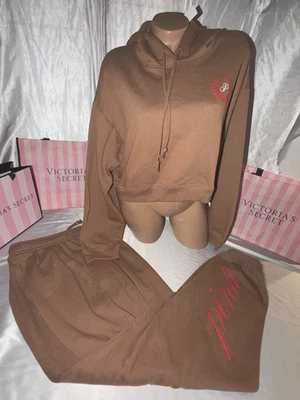 Sudadera y sudadera corta rosa Victoria's Secret XL XXL logotipo rojo Foto 1 de 4