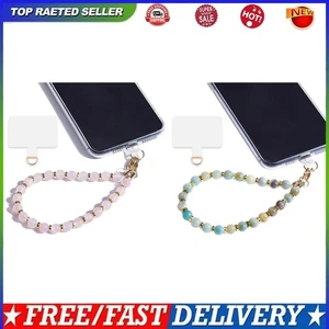 Marble Beaded Phone Wrist Strap with Tether Tab Beaded Phone Charm Women Gift - Photo 1 sur 14