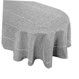 Solid Dark Gray Color Hemstitched Tablecloth (Oval 54 x 72 72" x 54" (Oval) - Picture 1 of 5