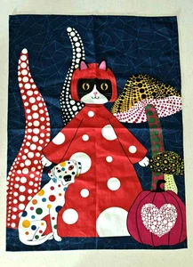 Yayoi Kusama Algodón Tenugui Toalla de Mano Gatito Gato y Dálmata Lunares Perro - Imagen 1 de 4