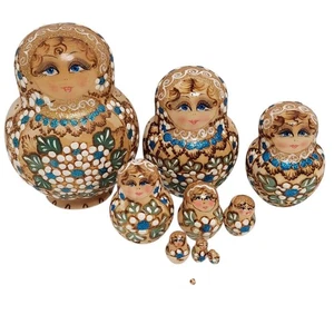 Vintage russische Matroschka handbemalte verschachtelte Puppen 10 Stck. 5 Zoll - Bild 1 von 12