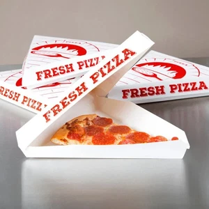White Clay Coated Clamshell Pizza Slice Box - 400/Case - Picture 1 of 2