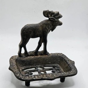 Rustic Country Cabin Decor Moose Cast Iron Metal Soap Dish Home Decor - Picture 1 of 6