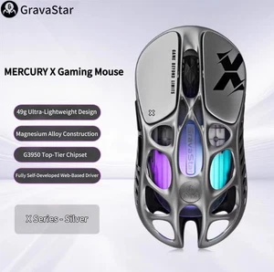 GravaStar MERCURY X  Magnesium Alloy Gray Wireless Tri-mode Bluetooth Mouse - Picture 1 of 5