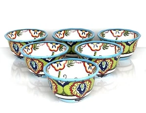 Set of 6-España Lifestyle Bocca-Cereal Bowls-Hand Painted Colorful Ceramic - Picture 1 of 24