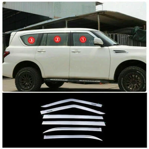 For Nissan Armada Patrol 2017-2023 Chrome Window Visor Vent Shade Sun Rain Guard - Picture 1 of 9