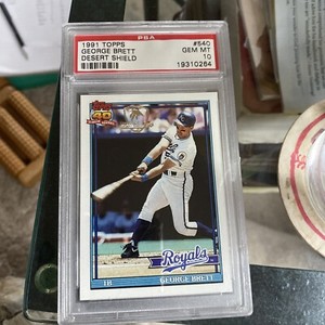 1991 TOPPS DESERT SHIELD #540 GRORGE BRETT PSA 10 “AUTHENTIC” ROYALS