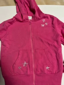 Girls hot pink zip up jacket with stars size s7/8 - Picture 1 of 3