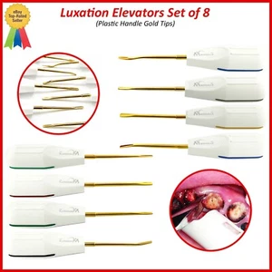Neu Dental Wurzel Luxierende Aufzüge Luxation 8er Set Weiß Kunststoff Gold Spitzen - Bild 1 von 10