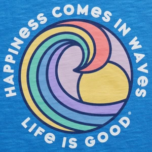NWT Women's Life is Good Happiness Waves Blue Lightweight Textured Slub Tank - Bild 1 von 5