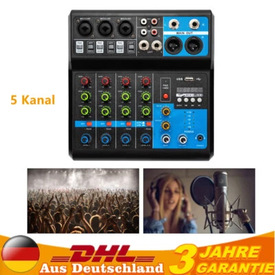Bluetooth Mixer USB Live Studio Audio Mixer DJ Console Amplifier M/5Channel - Image 1 of 4