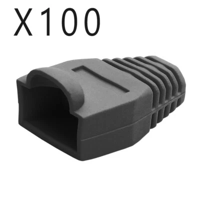 Qty of 100 pcs - CAT5e/6 RJ45 Ethernet Patch Cable Strain Relief Boots - Black - Image 1 of 3