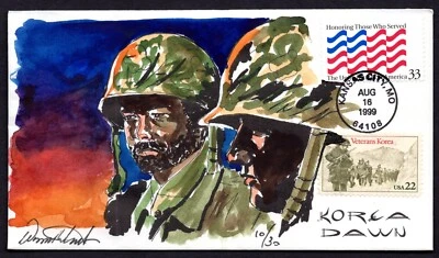 US 1999 KOREA VETERANS FDC KOREA DAWN CACHET LIMITED EDITION OF 30 BY WILD HORSE - Image 1 of 2