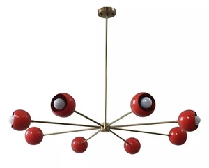 Mid century 8 Arms Sputnik Brass Chandelier eyeball Shade Painted Ceiling Lights - Picture 1 of 7